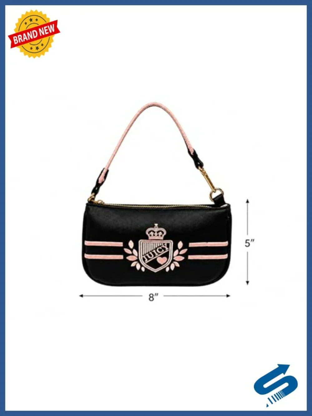 Women's Convertible Wristlet Handbag Faux Leather Gold-Tone Hardware Zip Closure